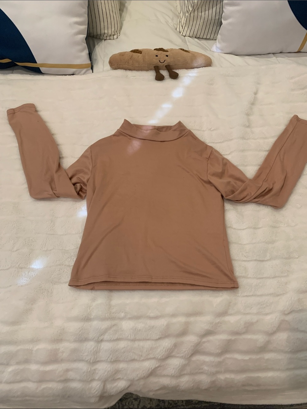 Women’s Long Sleeve Mock Neck Tee in Mauve